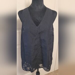 🔥2For$20 Banana Republic Black Floral V-Neck Tank Top Size M
